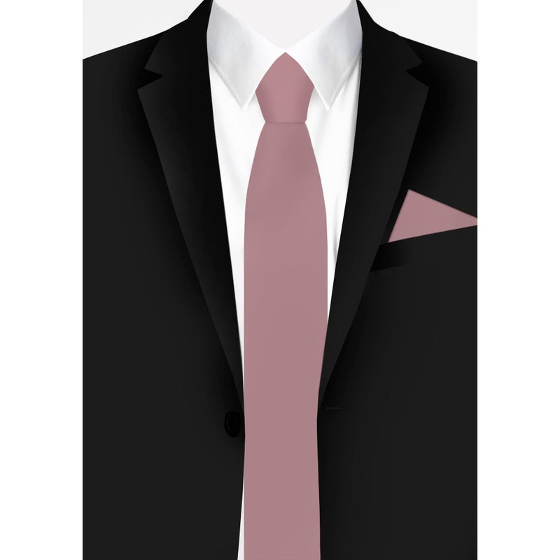 Jacob Alexander Men's Slim Width 2.75" Solid Color Tie - Dusty Rose - Image 3